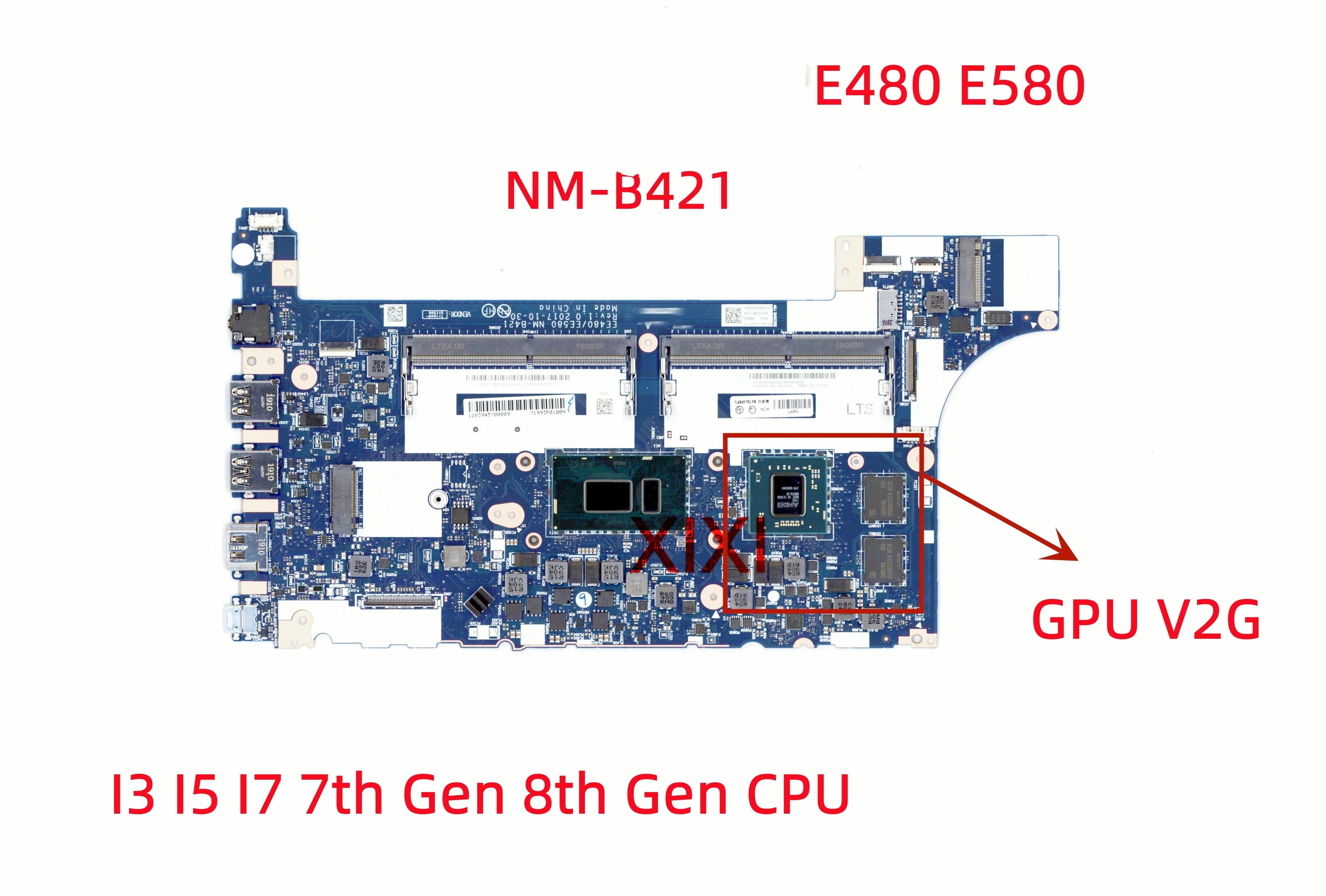 NM-B421  ThinkPad E480 E580 Ʈ   I3 I5 I7 7th Gen 8th Gen CPU GPU V2G FRU:01LW199 100%  ׽Ʈ